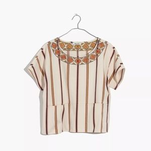 Madewell Embroidered Boxy Top in Rocco Stripe